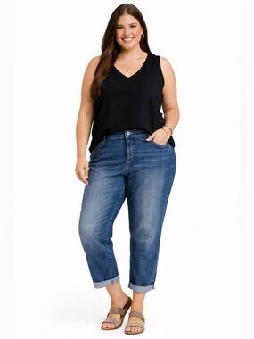 INC Boyfriend Jeans 24W Plus Size Dark Wash Casual Chic Momcore Denim NWT